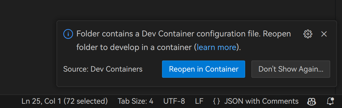 use vscode to quickly reopen the project in docker